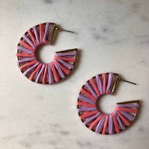 Raffia Style Gold Plated Hoops - Picture 3 of 4